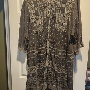 Johnny Was Brown Embroidered Dress